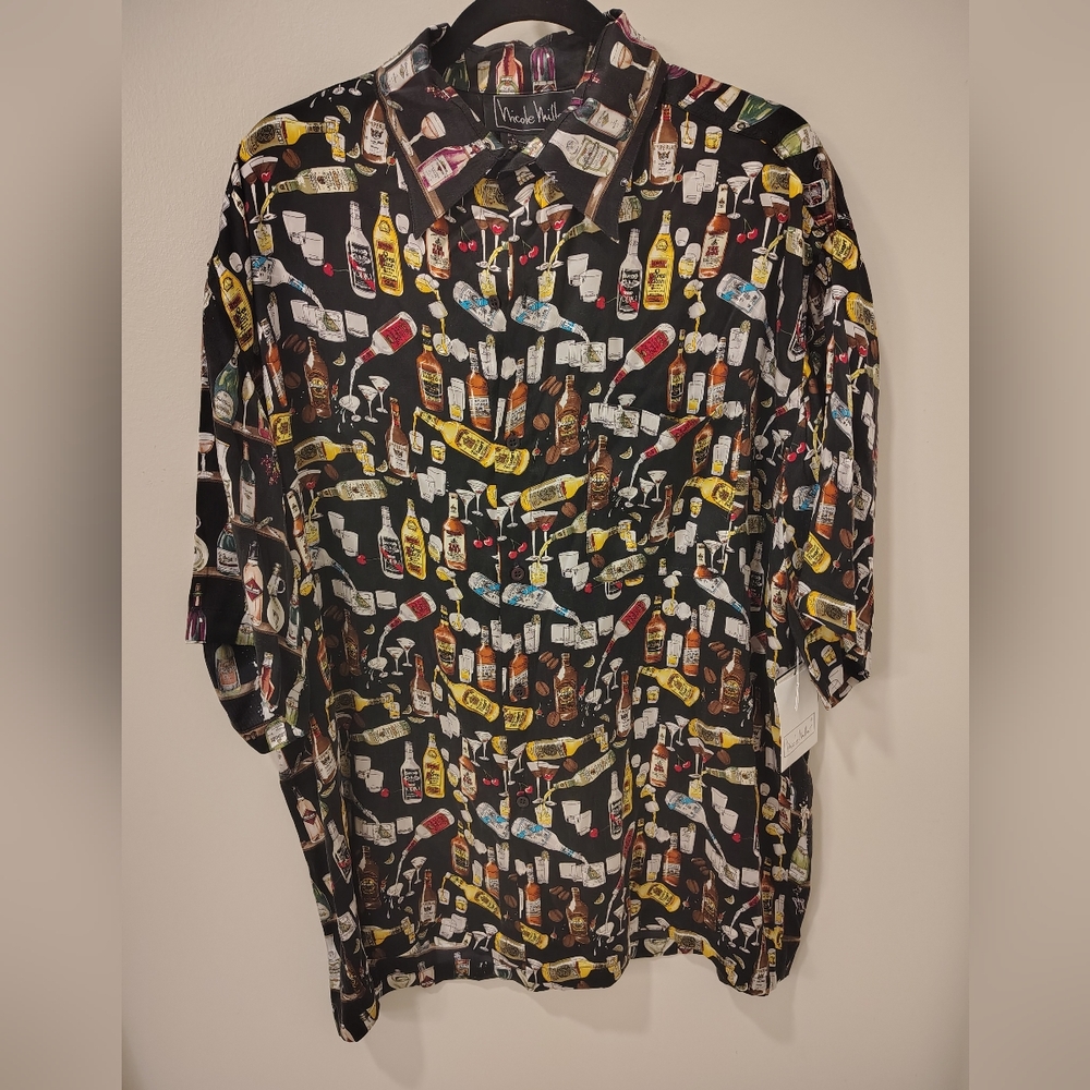 Nicole Miller 100% Sill Alcohol 90s Dress Shirt